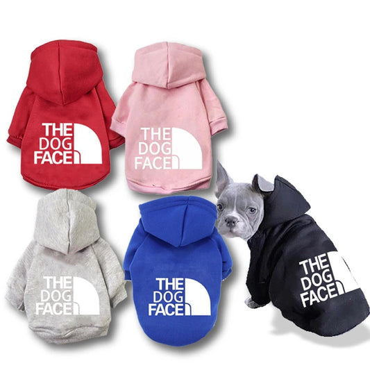 ドッグフェイス パーカー 犬 冬服 ドッグウェア パロディ 犬用 長袖 トイプードル 柴犬 スウェット トレーナー スポーティ かっこいい 散歩 お出かけ ペットウェア おしゃれ