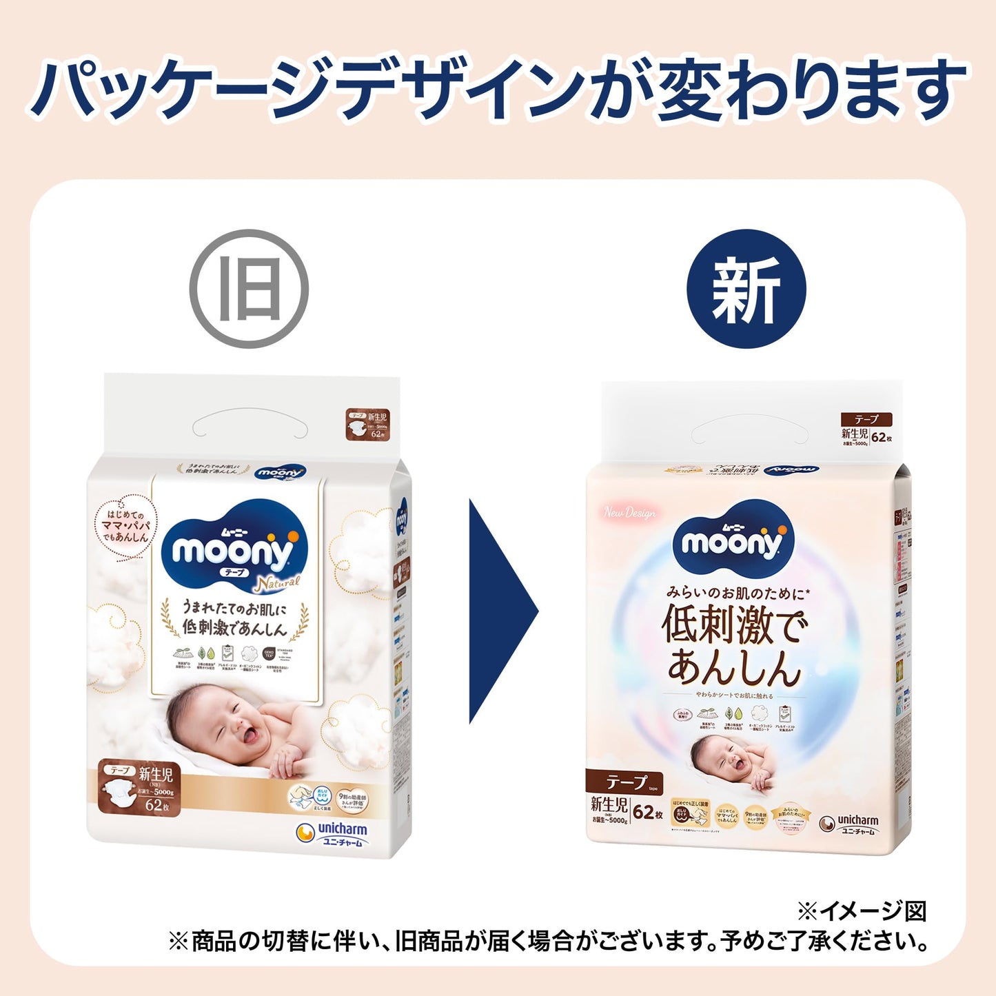 【テープ Sサイズ】 ムーニーナチュラル オーガニックコットン オムツ（4~8kgまで）76枚【Amazon.co.jp 限定】