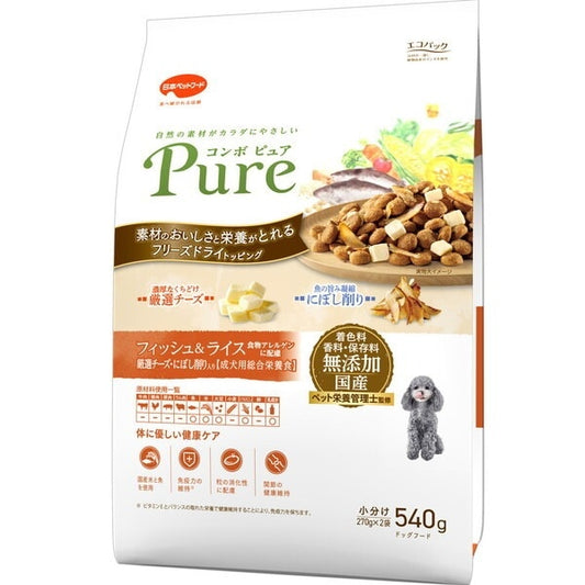 日本ペットフード コンボ ピュア ドッグ フィッシュ&ライス 540g