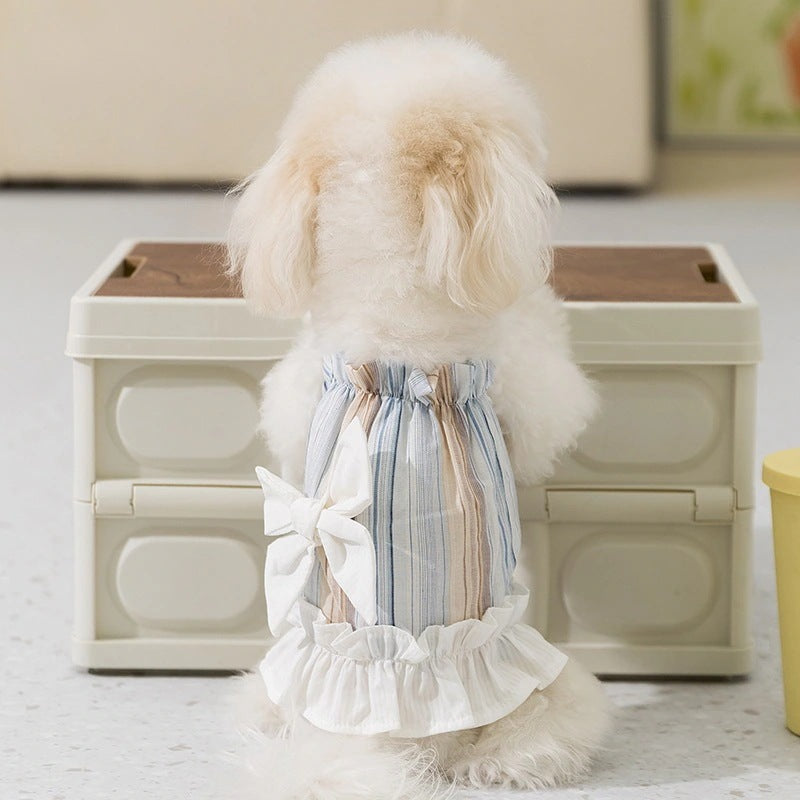 犬 洋服 2025新作犬服春夏ボーダー蝶結びキャミソール小型犬ペットドレス