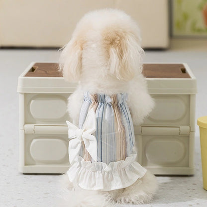 犬 洋服 2025新作犬服春夏ボーダー蝶結びキャミソール小型犬ペットドレス