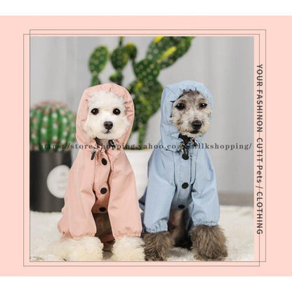 ペット服 ドッグウェア レインコート 犬の服 犬服 雨服 雨具 パーカー フード付き 四足 小中型犬用 雨の日 防水 雨具 お散歩 梅雨対策 着脱簡単