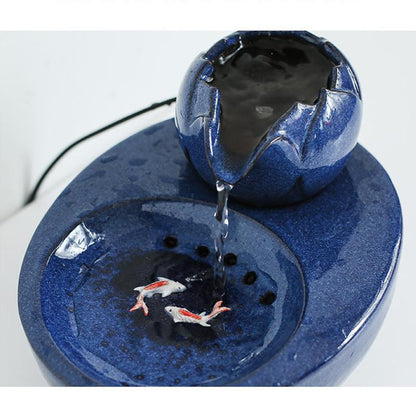 セラミックファウンテン　ブルー/ブラック (犬 猫 ペット用 自動循環 水飲み 給水器 濾過 清潔 給水器 給水機 流れる)