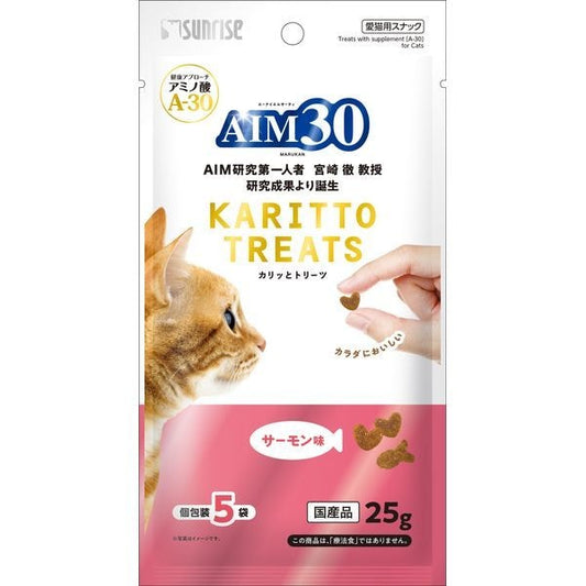 <a href="https://www.qoo10.jp/gmkt.inc/Search/brand.aspx?brandno=26472" target="_blank" class="title_brand" id="btn_brand" title="マルカン">マルカン</a>AIM30 カリッとトリーツ サーモン味 5g5袋