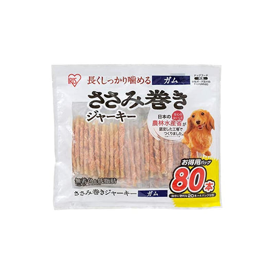 【即納】アイリスオーヤマ 犬用おやつ ささみ巻きジャーキーガム 80本 P-IJ-GMN80 (農林水産省認定) チキン 20個 (x 4)