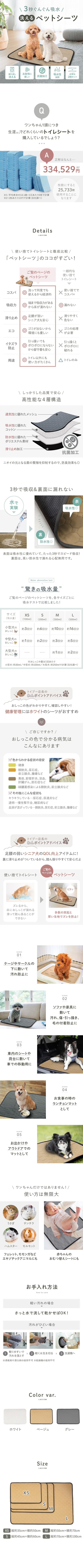 <a href="https://www.qoo10.jp/gmkt.inc/Search/brand.aspx?brandno=117010" target="_blank" class="title_brand" id="btn_brand" title="LASIEM">LASIEM</a>【発送3日以内】洗える ペットシーツ 2枚セット 犬 猫 犬用 ペットマット トイレシート おしっこシート 介護 ペットマット 食事マット 防水 おしっこパッド マット 滑り止め 介護シーツ 漏れ防止