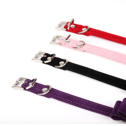 ベロア調 犬 ビジュー 可愛い 蝶ネクタイ 首輪 お散歩グッズ リボン ペット用品 鈴 カラー ラインストーン 猫 サイズ調節可能