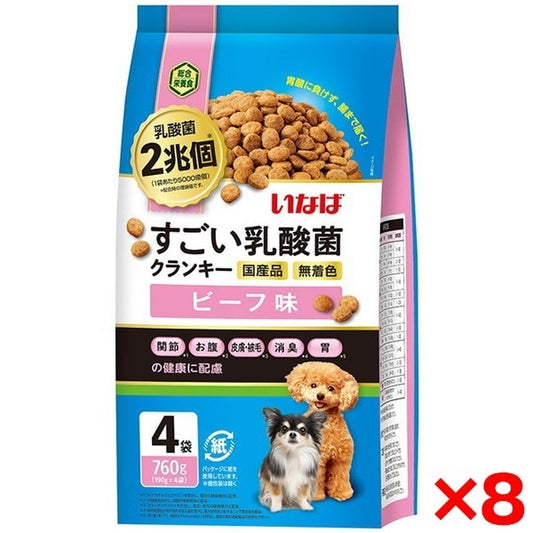 <a href="https://www.qoo10.jp/gmkt.inc/Search/brand.aspx?brandno=77771" target="_blank" class="title_brand" id="btn_brand" title="いなばペットフード">いなばペットフード</a>8個セット すごい乳酸菌クランキー 190g×4袋 ビーフ味