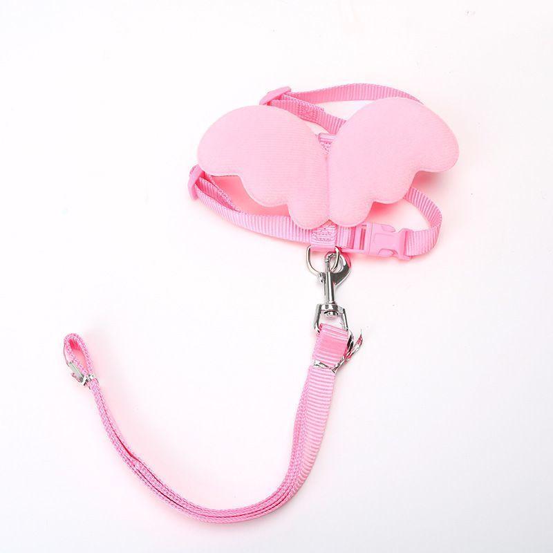 工ガ割-ハーネス リード 2点セット 犬用 ペットグッズ 天使の羽 胴輪 散歩紐 ワンタッチバックル 長さ調節可能 犬用品 犬グッズ 猫 ネコ 超小型犬 小型