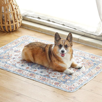 【即納】ULIGOTA洗える ペットシーツ 犬 猫用 洗えるペットマット おしっこマット ペットマット エスニック柄 下敷きマット 洗える 速乾 繰り返し使える（102×67cm ベージュ）