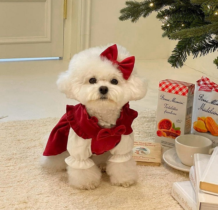 ペット服 クリスマススカート秋冬小型犬ペット猫服