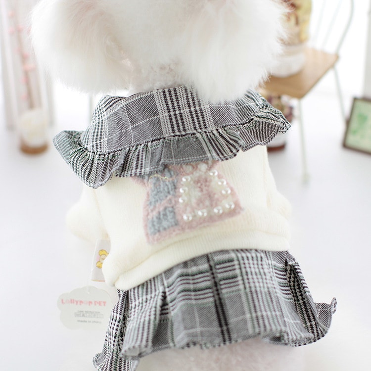 犬服ペット犬冬カレッジスタイルスーツ猫スカートテディビションプードル冬服新品！