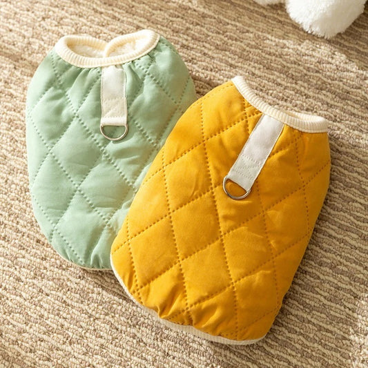 犬服 防寒着 ペット 厚手 無地 コットン 牽引可能 子犬用 猫 洋服 秋冬物