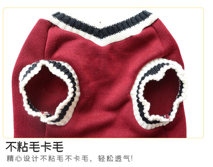 ペット 人気 ペットウェアの服秋冬ニットベストVネック学院ベストテディボ犬の服 大型犬 小型犬服
