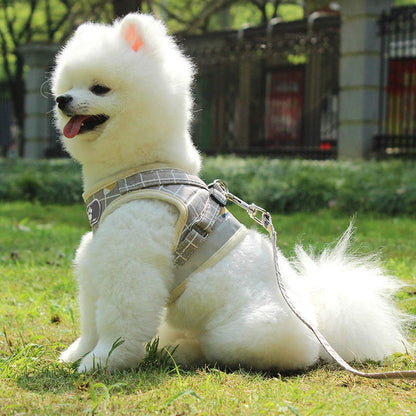 おしゃれな犬服付きセット 犬用ハーネスリード 送料無料 脱げない服 中型犬小型犬 ハーネス犬ベルトチェック
