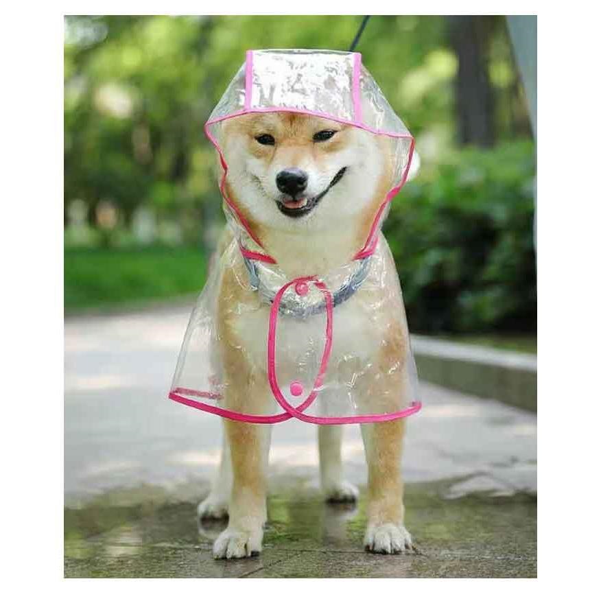 中型犬 小型犬 犬のリード用オープン口付き 防水 雨具 レインウェア 犬雨衣 犬用 お散歩 着脱簡単 レインポンチ 透明 レインコート 柴犬 かわいい