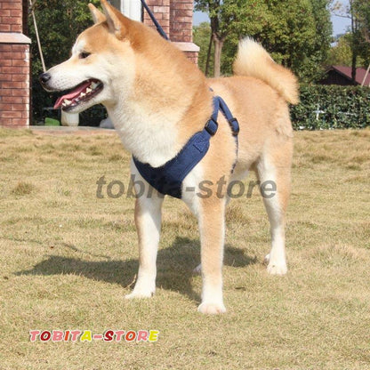 ハーネスリード 首輪 胴輪 犬用 小型犬 中型犬 大型犬 2点セット サイズ調節可能 シンプル 装着しやすい 反射テープ ペット用品 お散歩 散歩紐