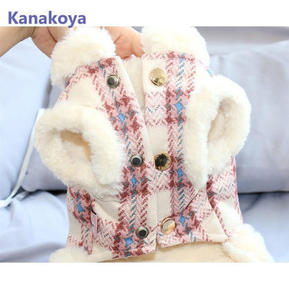 犬 服 ペットウェア 秋 冬 裏ボア 裏起毛 チェック柄 保温 防寒 あったか ドッグウェア 小型犬 中型犬 ペット用 愛犬 猫 旅行 お散歩