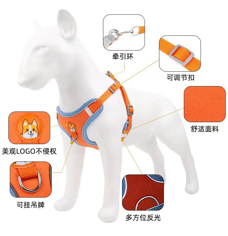 送 料 無 料！海外ペットリード通気性反射ペットハーネス調節可能なベストスタイルの犬のリード