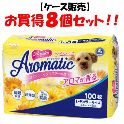 <a href="https://www.qoo10.jp/gmkt.inc/Search/brand.aspx?brandno=66334" target="_blank" class="title_brand" id="btn_brand" title="ペティオ">ペティオ</a>エアセレブ アロマティック ペットシーツ レギュラー 100枚 犬猫用 イヌ ネコ 香料付 高分子吸