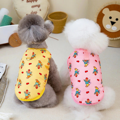 人気犬の服ペットの服小型犬や猫が秋と冬に着用することができますプリントベアコットンベストに代わって暖かい快適さ