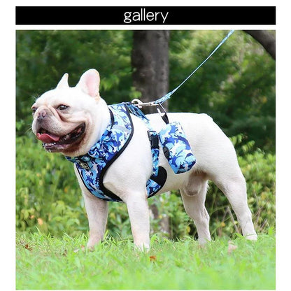 新商品プロモーション，数量限定 犬 猫 ハーネス リード 首輪 トイレ袋入れ 4点セット ペット 胸あて 迷彩 胴輪 キャット ドッグ メッシュ犬 猫