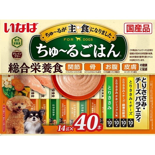 <a href="https://www.qoo10.jp/gmkt.inc/Search/brand.aspx?brandno=77771" target="_blank" class="title_brand" id="btn_brand" title="いなばペットフード">いなばペットフード</a>ちゅ～るごはん とりささみチーズバラエティ 14g40本