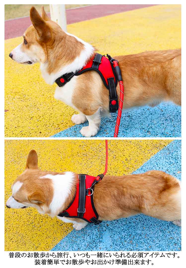 キャンペーン価格抜けない 抜けにくい 犬 ウェアハーネス 中型犬 大型犬 小型犬 外出 3点セット 避難 ハーネスリードセット 負担の少ない ステップハーネス 調整可能 首輪 犬用 脱出防止 通院 ハ