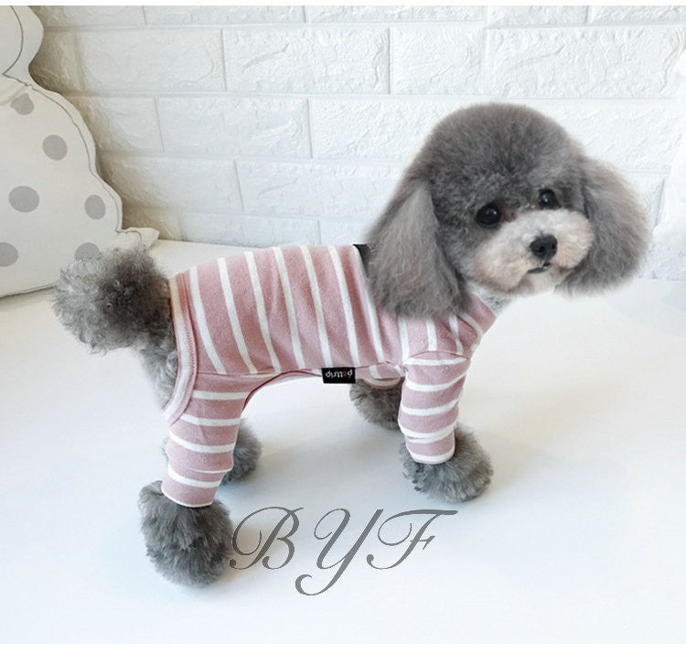 犬服 ストライプ柄 小中型犬服 犬洋服 ペット服 ペット用品 猫 犬つなぎ オシャレな犬用ロンパース