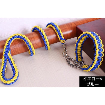 首輪 リード 2点セット 犬用 ペット用 ハーフチョーク リーシュ 1.2m 1.5m チェーン 牽引綱 シンプル お散歩 お出掛け ペット用品 ペッ