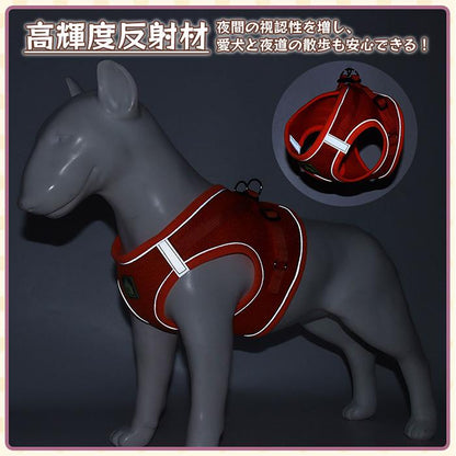 リード付 可愛い 夜間反射材 首輪 犬 送料無料 サイズ調整可 小型犬 散歩 ハーネス 中型犬 おしゃれ 簡単装着 ペット
