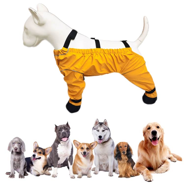 特売セール犬用レッグカバー スペンダー付き犬用パンツ 調節可能 防水 滑り止め 脱げない 犬服 犬用レッグカバー 犬 レインパンツ 犬用シューズ 屋外四本足パンツ 汚れ防止 肉球保護 サスペンダー付き