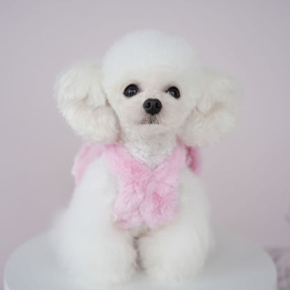 犬の服ペット犬秋冬モデル模造ウサギ毛ホルタードレス猫コールドコート クマテディコート