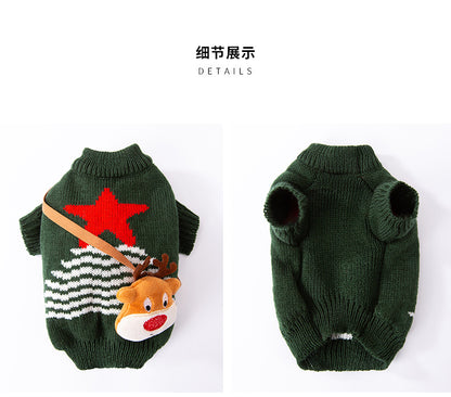 猫クリスマスお祭り秋冬ヘラジカクロスボディニットジャンパー犬暖かいハロウィンペット服