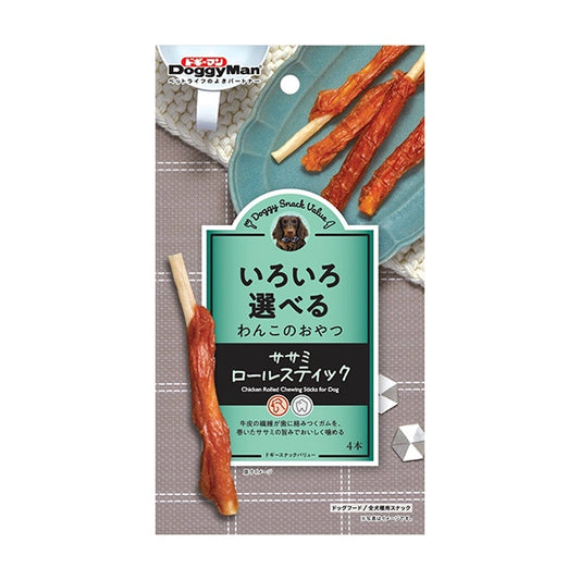 <a href="https://www.qoo10.jp/gmkt.inc/Search/brand.aspx?brandno=25753" target="_blank" class="title_brand" id="btn_brand" title="ドギーマン">ドギーマン</a>ドギースナックバリュー ササミロールスティック 4本