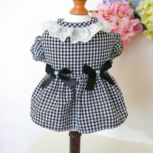 新入庫 ペット 服 安い 犬 春 夏 秋 ブラック チェック 柄 ワンピース かわいい 可愛い ハイブランド 猫 ドッグウェア