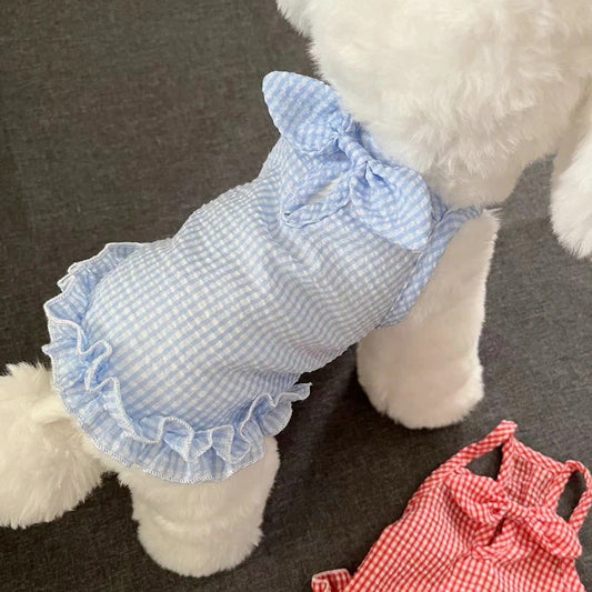 [犬 服]犬 洋服 ins人気商品 かわいい弓ホルタードレス ペット 春 薄い 犬 猫 イヌ 夏服