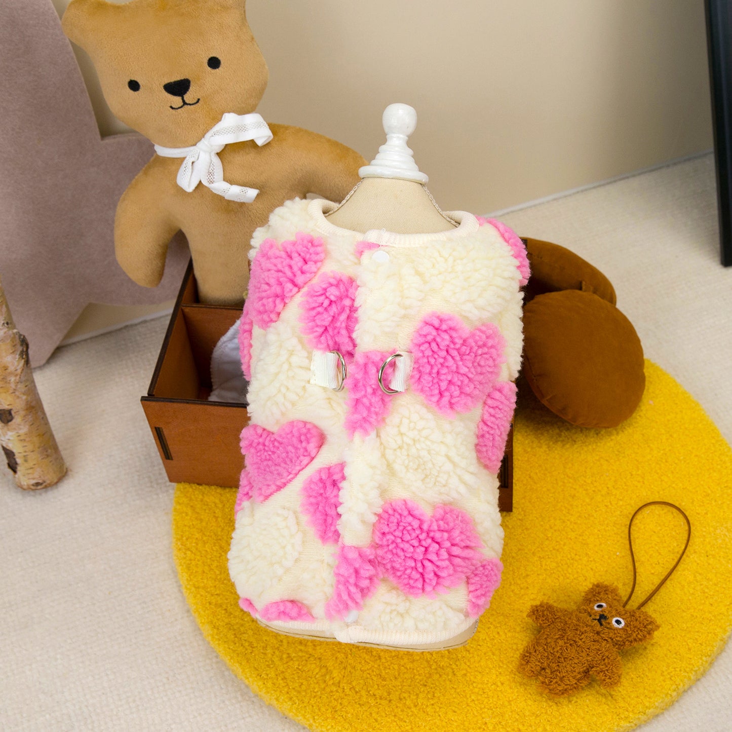 本日の限定商品犬の服猫小型犬ペット用品快適な暖かいテディ愛ハート二本足フリース