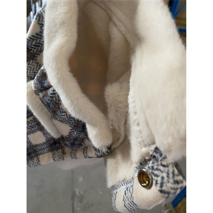 人気商品超目玉 犬服 ペットウェア 犬の服 厚手 Dカン付き チェック柄 ドッグウェア ペット用品 可愛い 暖かい 秋冬春 裏ボア 防寒 モコモコ ふわふわ 散歩