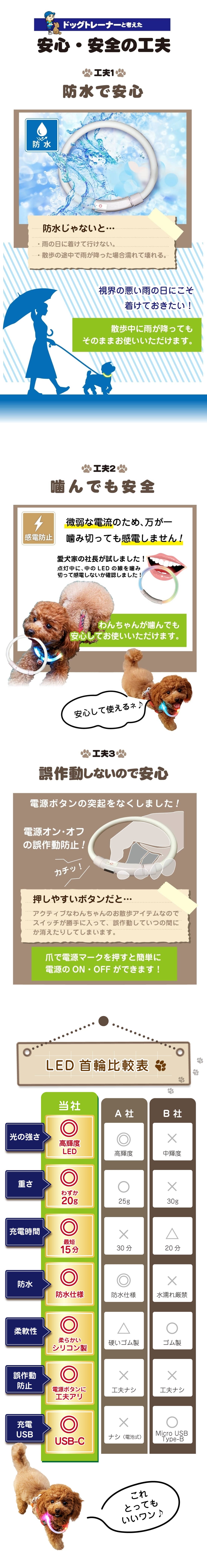 中型 猫 首輪 小型 ペット 大型 LED 充電式 光る 犬 ライト カラー