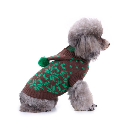 2023年新作入荷　ペット服 犬　服　Tシャツ ドッグウェアペットの服セーターハイネック犬の服セータークリスマス雪花の犬のセーター秋冬