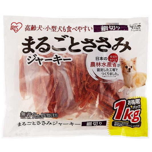 <a href="https://www.qoo10.jp/gmkt.inc/Search/brand.aspx?brandno=49458" target="_blank" class="title_brand" id="btn_brand" title="アイリスオーヤマ">アイリスオーヤマ</a>P-IJ-HS1K まるごとささみジャーキー細切り 1kg メーカー直送