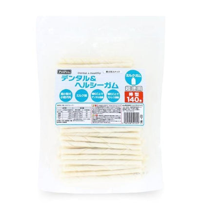 <a href="https://www.qoo10.jp/gmkt.inc/Search/brand.aspx?brandno=112304" target="_blank" class="title_brand" id="btn_brand" title="ペットプロ">ペットプロ</a>デンタルヘルシーガム ミルクガム棒型 超徳用140本