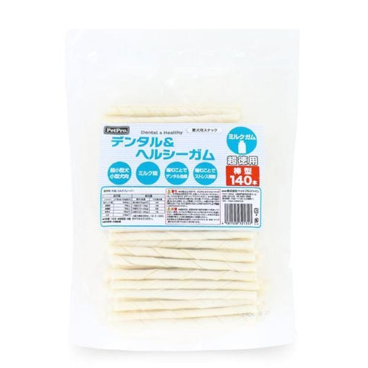 <a href="https://www.qoo10.jp/gmkt.inc/Search/brand.aspx?brandno=112304" target="_blank" class="title_brand" id="btn_brand" title="ペットプロ">ペットプロ</a>デンタルヘルシーガム ミルクガム棒型 超徳用140本