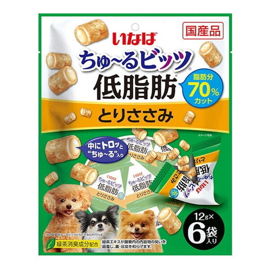 <a href="https://www.qoo10.jp/gmkt.inc/Search/brand.aspx?brandno=77771" target="_blank" class="title_brand" id="btn_brand" title="いなばペットフード">いなばペットフード</a>ちゅ～るビッツ 低脂肪 とりささみ 12g×6袋
