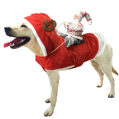 ペット犬クリスマス衣装サンタ乗馬スーツクリスマスペット服鹿乗馬スーツペットクリスマス用品