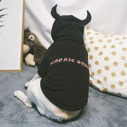 犬 服 デビル ハロウィン コスプレ フレブル服 裏起毛パーカー フレンチブルドッグ ペットウェア