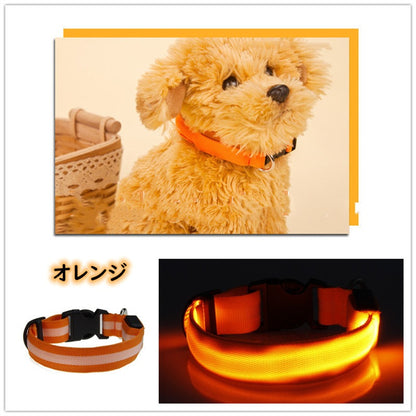 犬 首輪 光る LED キラキラ 光るバンド S/M/L 首バンド 夜間 散歩 夜 ペット リード ジョギング ウォーキング きらきらバンド 安全ライト 防止 点滅 ライト ins