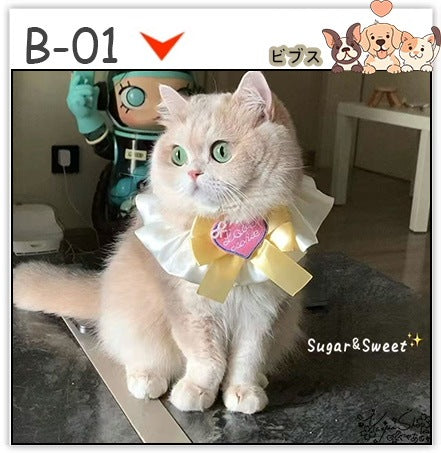 【3+1枚 / 5+2枚】超人気のインスタイルフラワービブ猫唾液タオル純粋な手作り犬用ビブペット織りネックスカーフ
