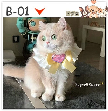 【3+1枚 / 5+2枚】超人気のインスタイルフラワービブ猫唾液タオル純粋な手作り犬用ビブペット織りネックスカーフ